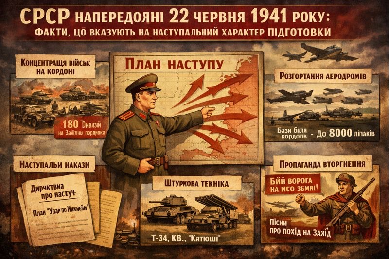 СРСР напередодні 22 червня 1941 року: факти, що вказують на наступальний характер підготовки